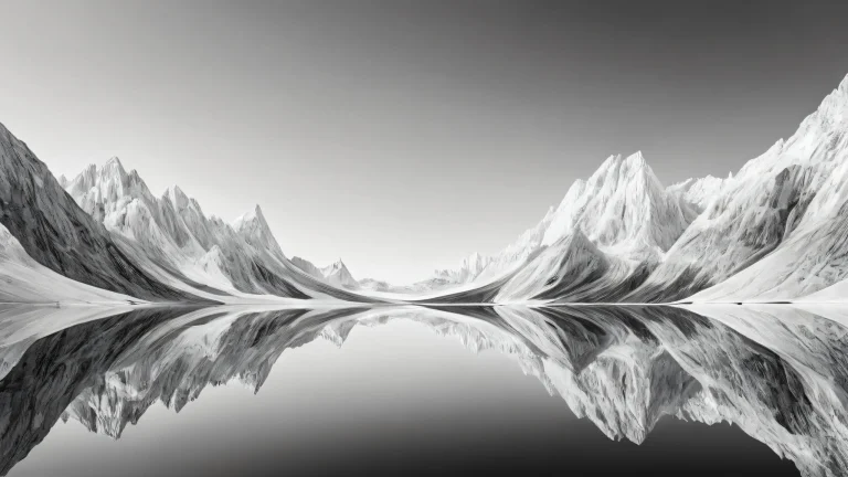 A stunning black and white desktop wallpaper of a perfectly clean void on a Desktop/PC, featuring ethereal lighting and brilliant colors.