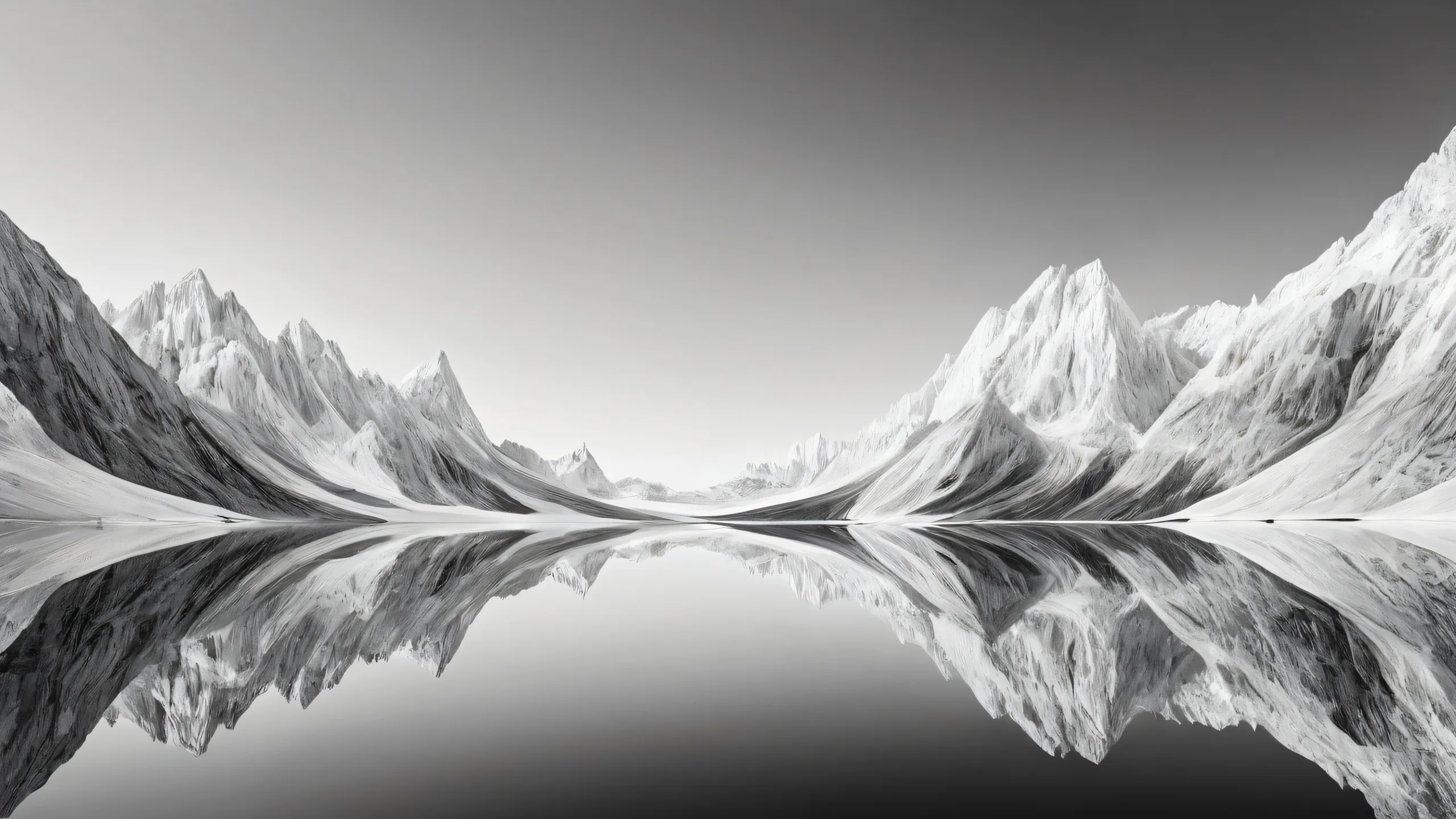 A stunning black and white desktop wallpaper of a perfectly clean void on a Desktop/PC, featuring ethereal lighting and brilliant colors.