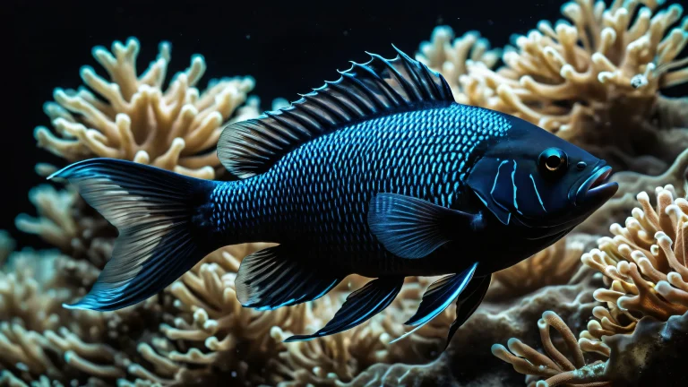 A breathtaking desktop wallpaper of fish in a deep void on a computer/PC screen.