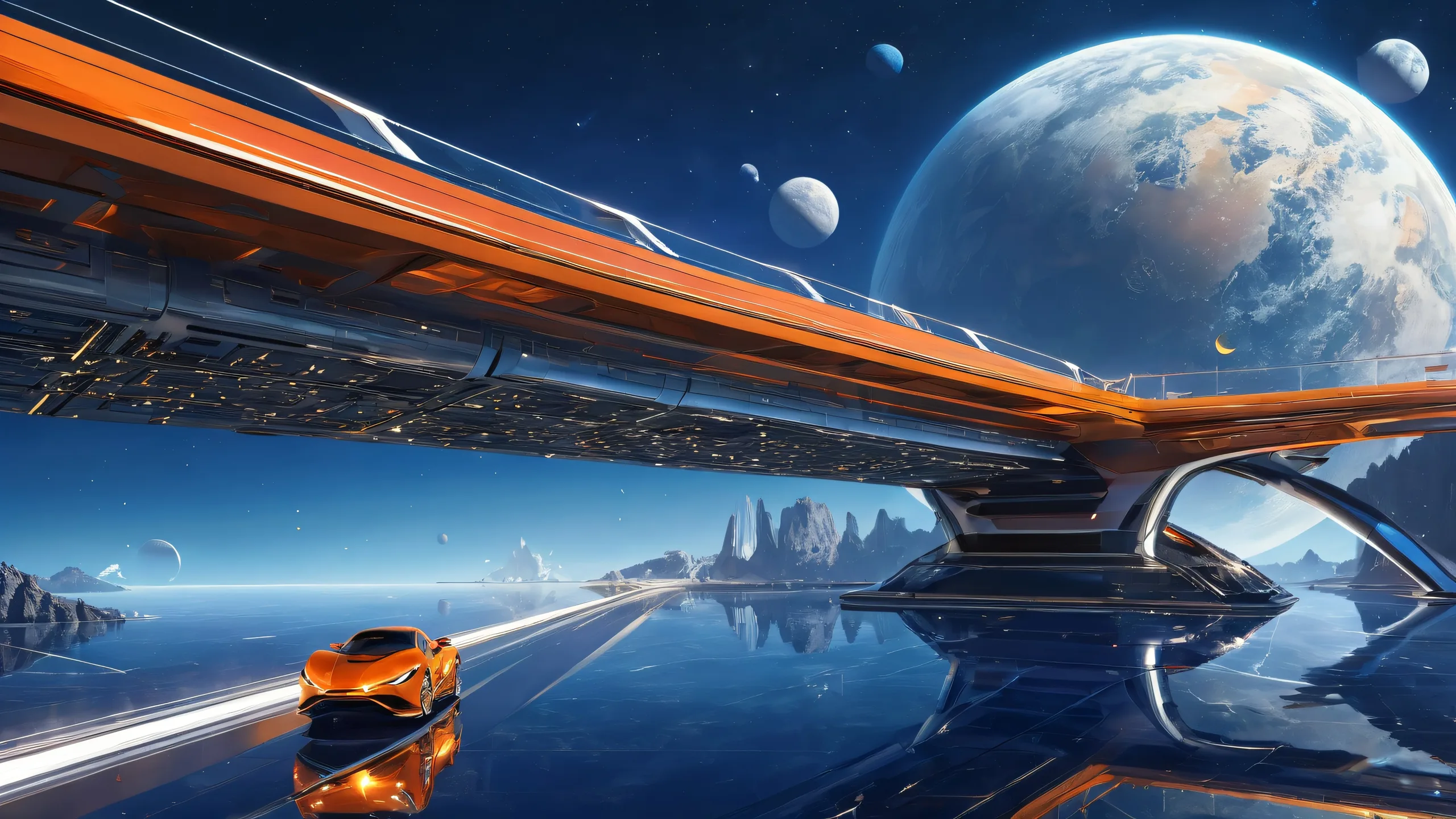 A stunning desktop wallpaper featuring the starship_civitai_bridge in a vast pure void, perfect for your Desktop/PC.