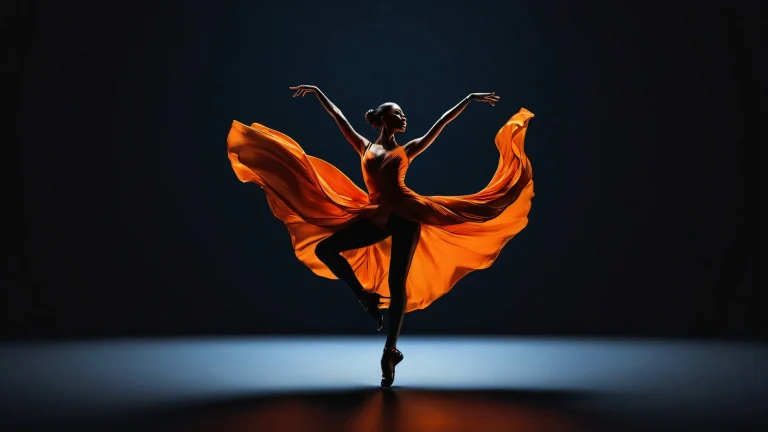 A stunning dancer against a vast pure void for desktop/PC use.