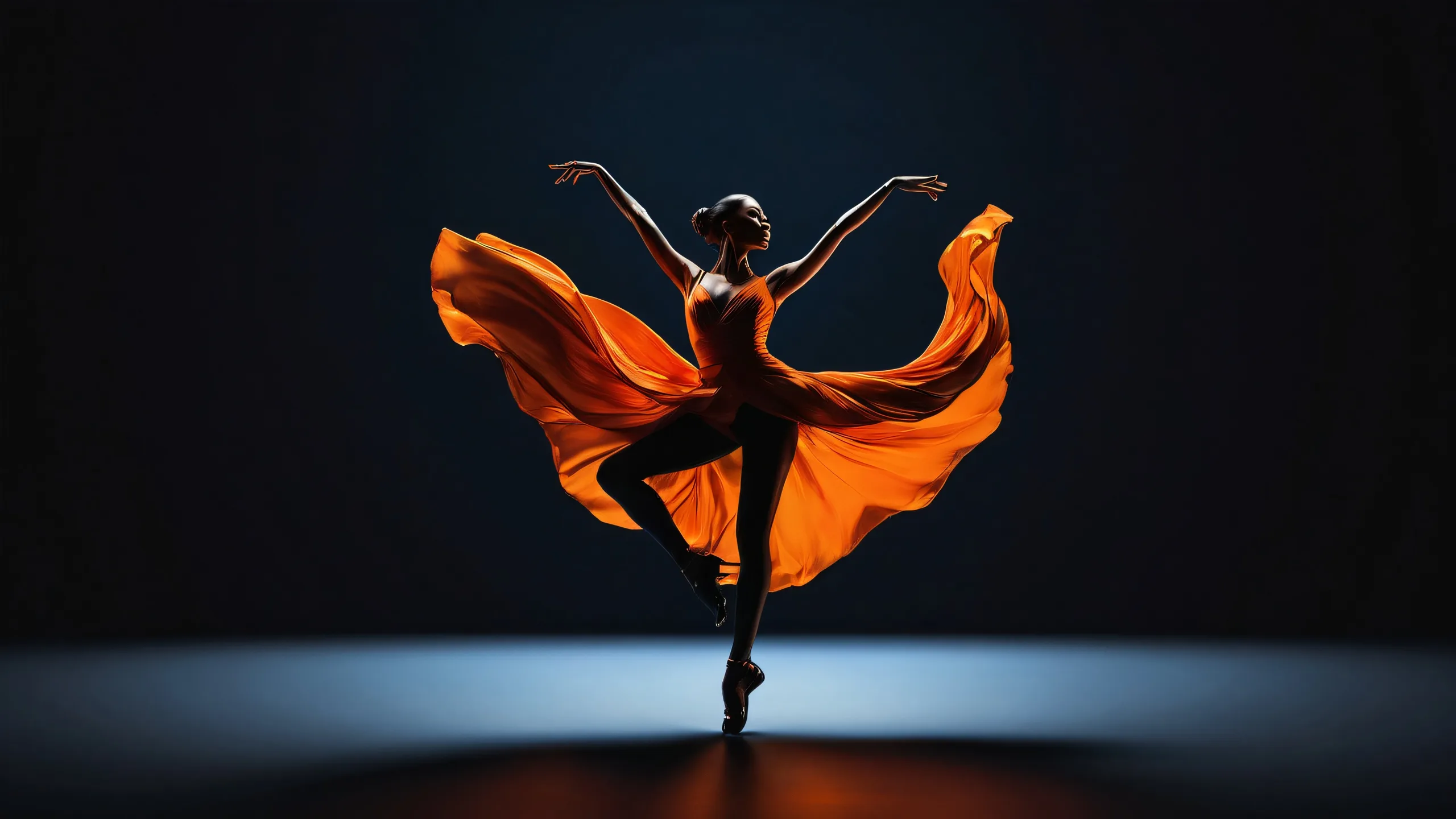 A stunning dancer against a vast pure void for desktop/PC use.