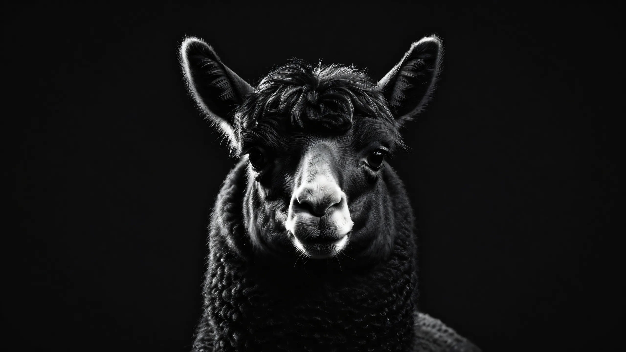 AlpacaXD Girl in a vast, pure void with deep blacks and luminescent accents on a Desktop/PC.