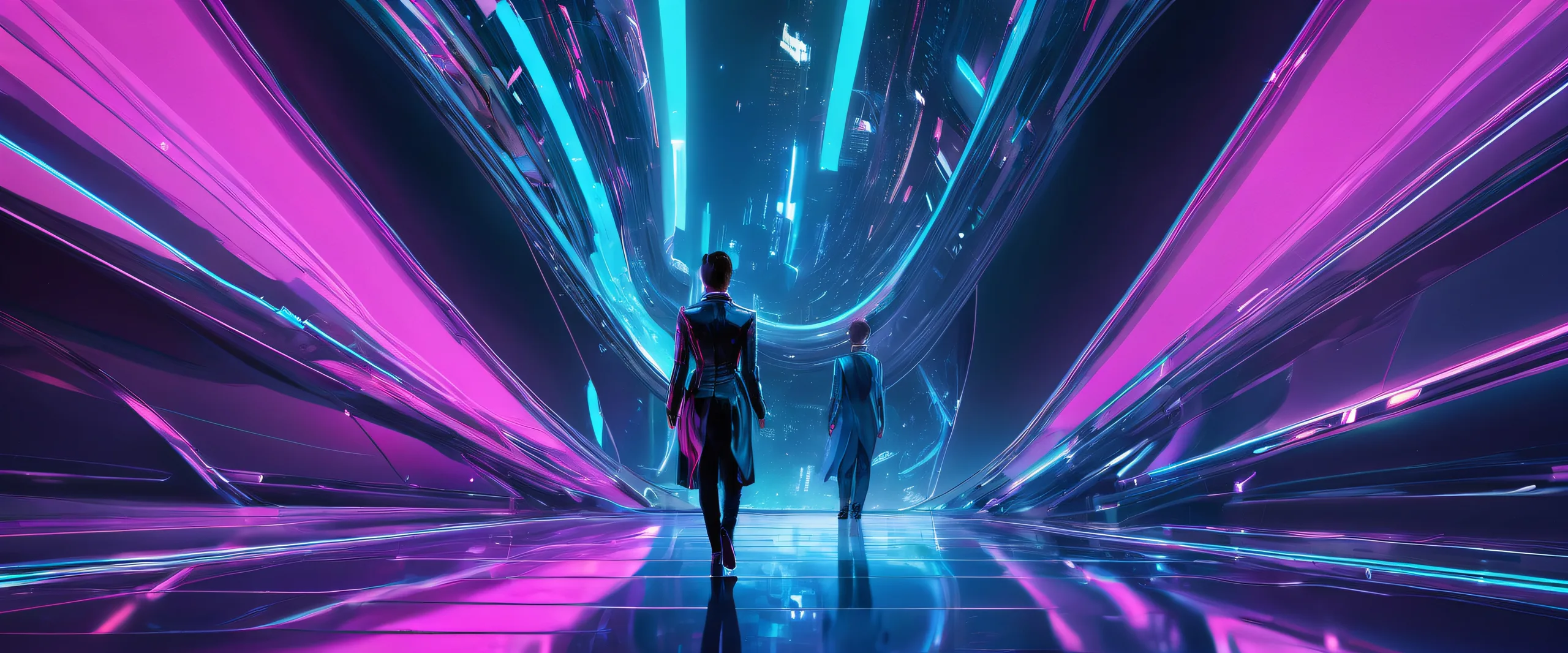 A stunning desktop image of a futuristic void on a PC or Desktop with infinite horizon and ethereal lighting.