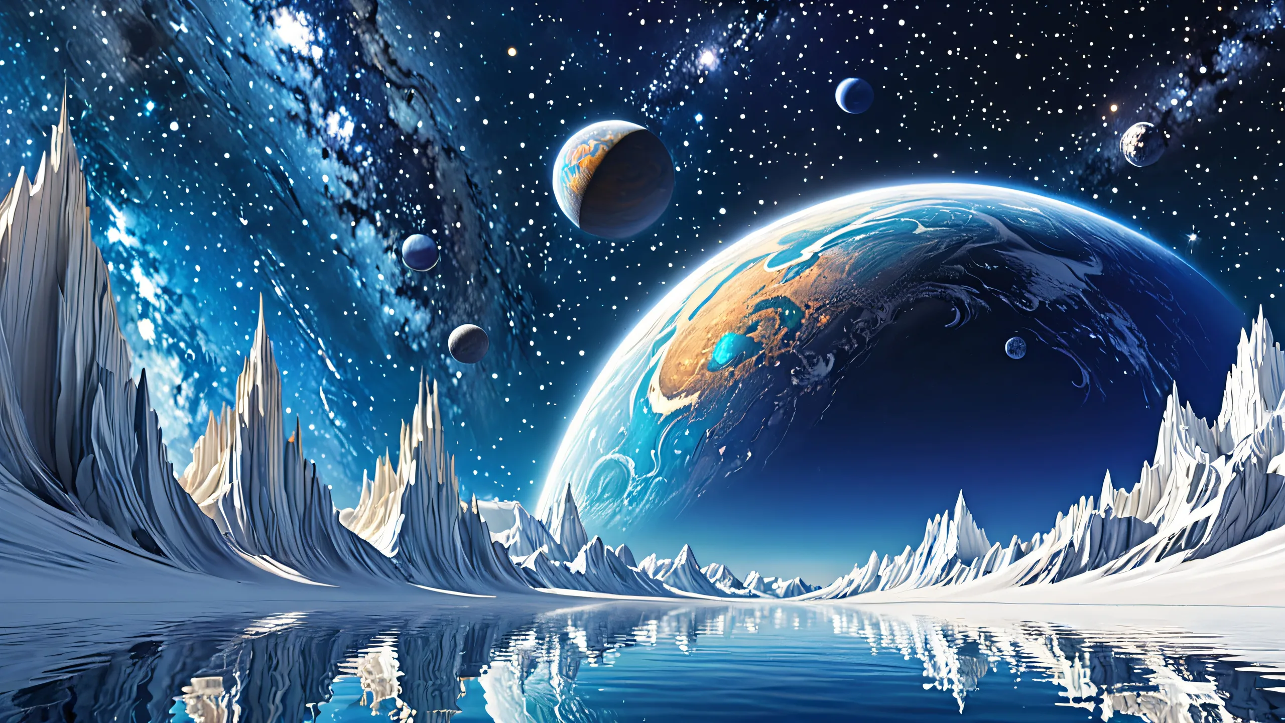 A stunning abstract desktop wallpaper of infinite starscape on a deep blue void with subtle ambient glow for Desktop/PC