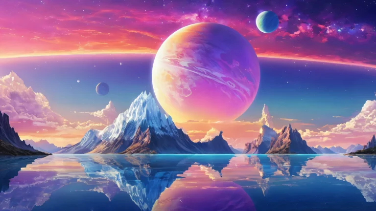 A stunning desktop wallpaper of Planet, perfectly clean vast pure void, with a sense of scale and grandeur, geeignet für Desktop/PC.