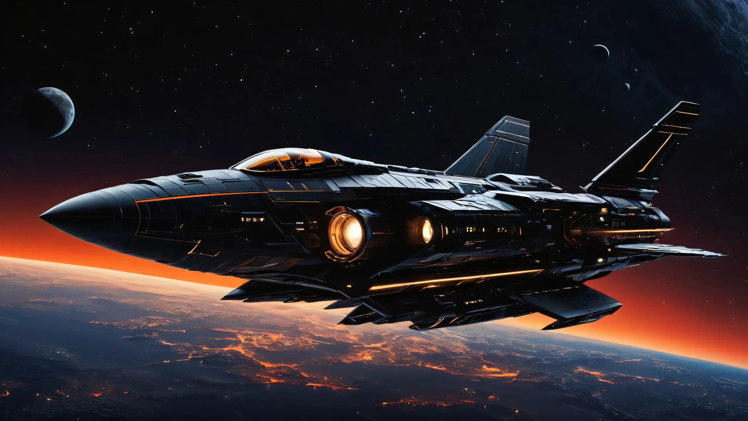 Breathtaking spaceship desktop for Desktop/PC, featuring deep void and luminescent accents.
