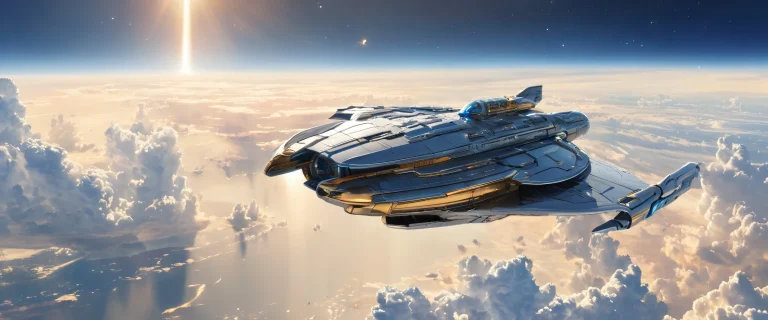 Ethereal spaceship on a vast pure void desktop background for PC and Desktop