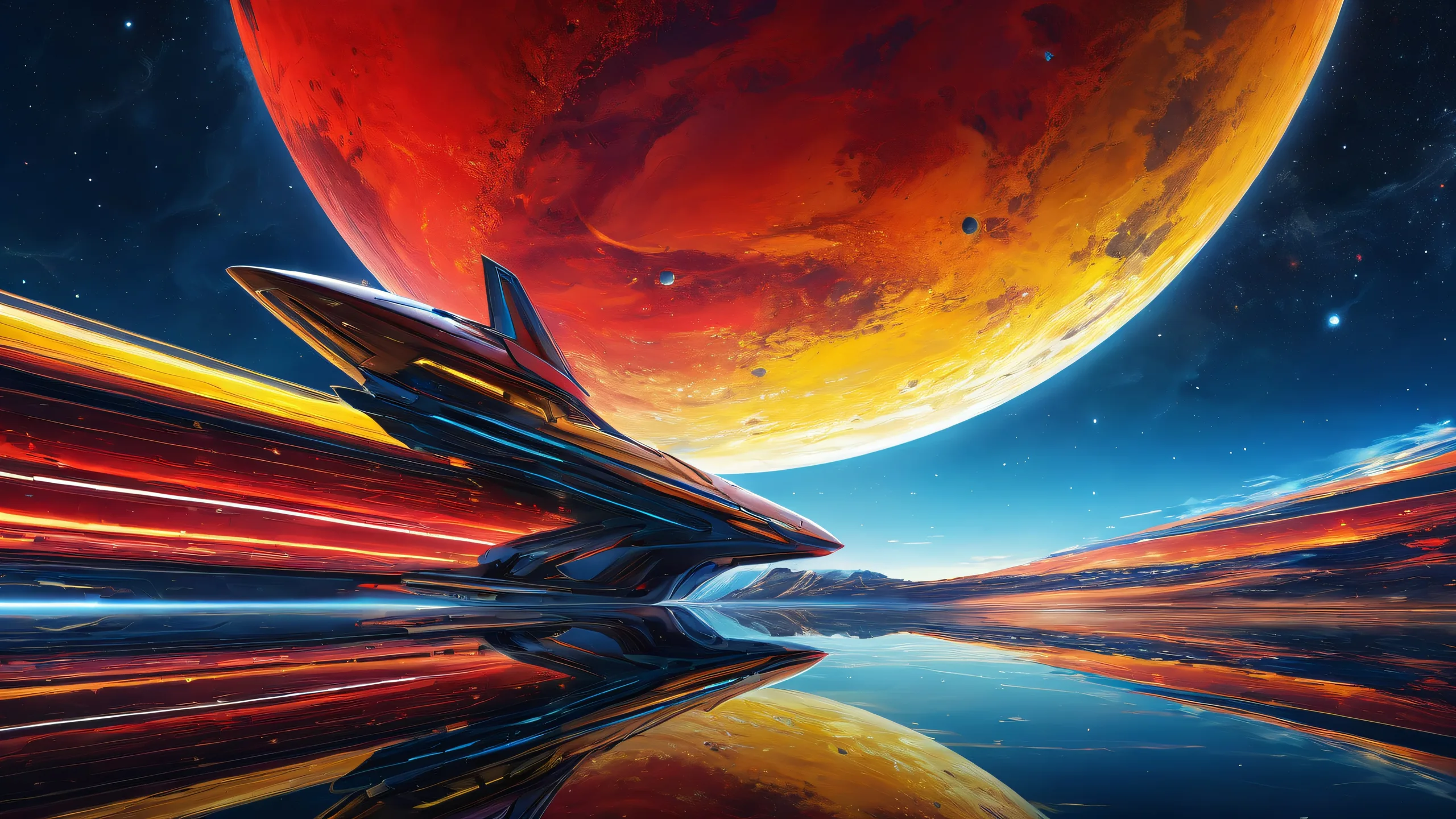 A breathtaking desktop wallpaper of Starship in a pure void, suitable for Desktop/PC screens.