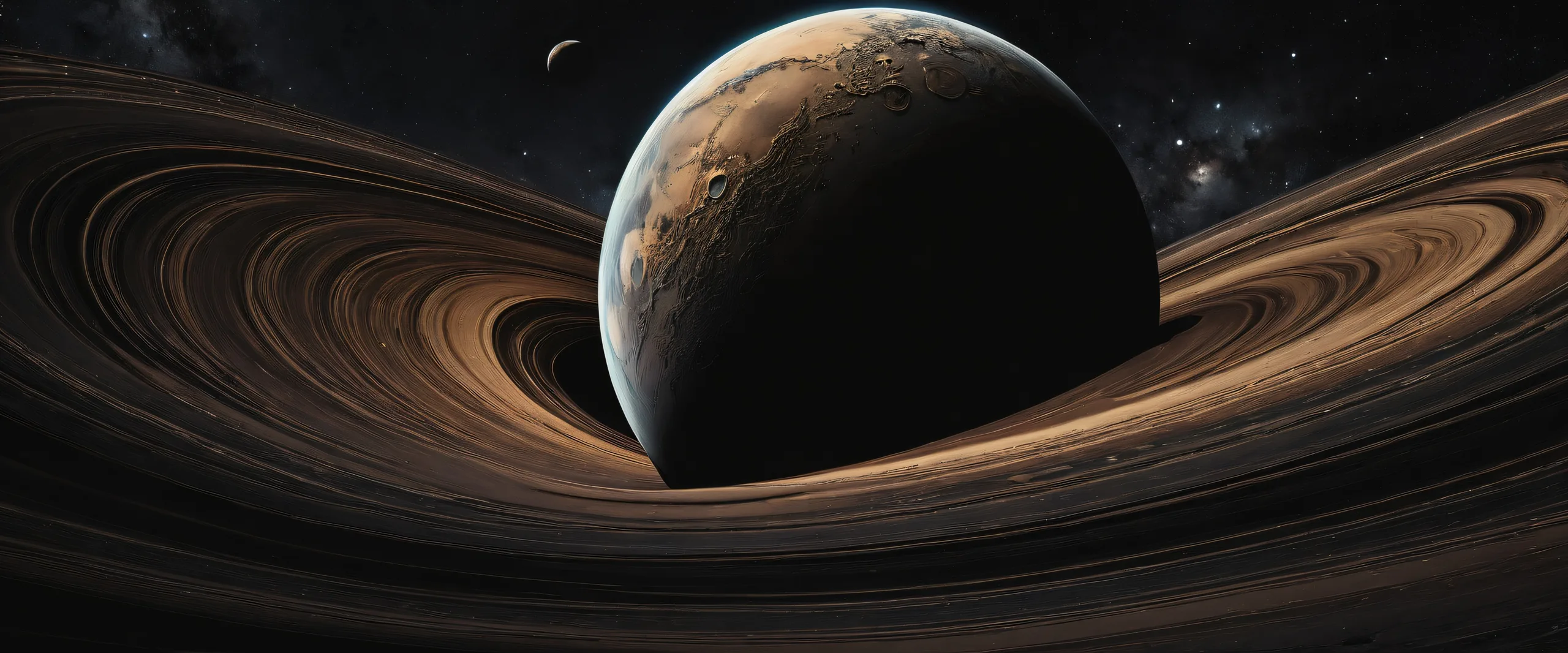 Breathtaking desktop wallpaper of a planet against a deep void, perfect for PC or laptop.