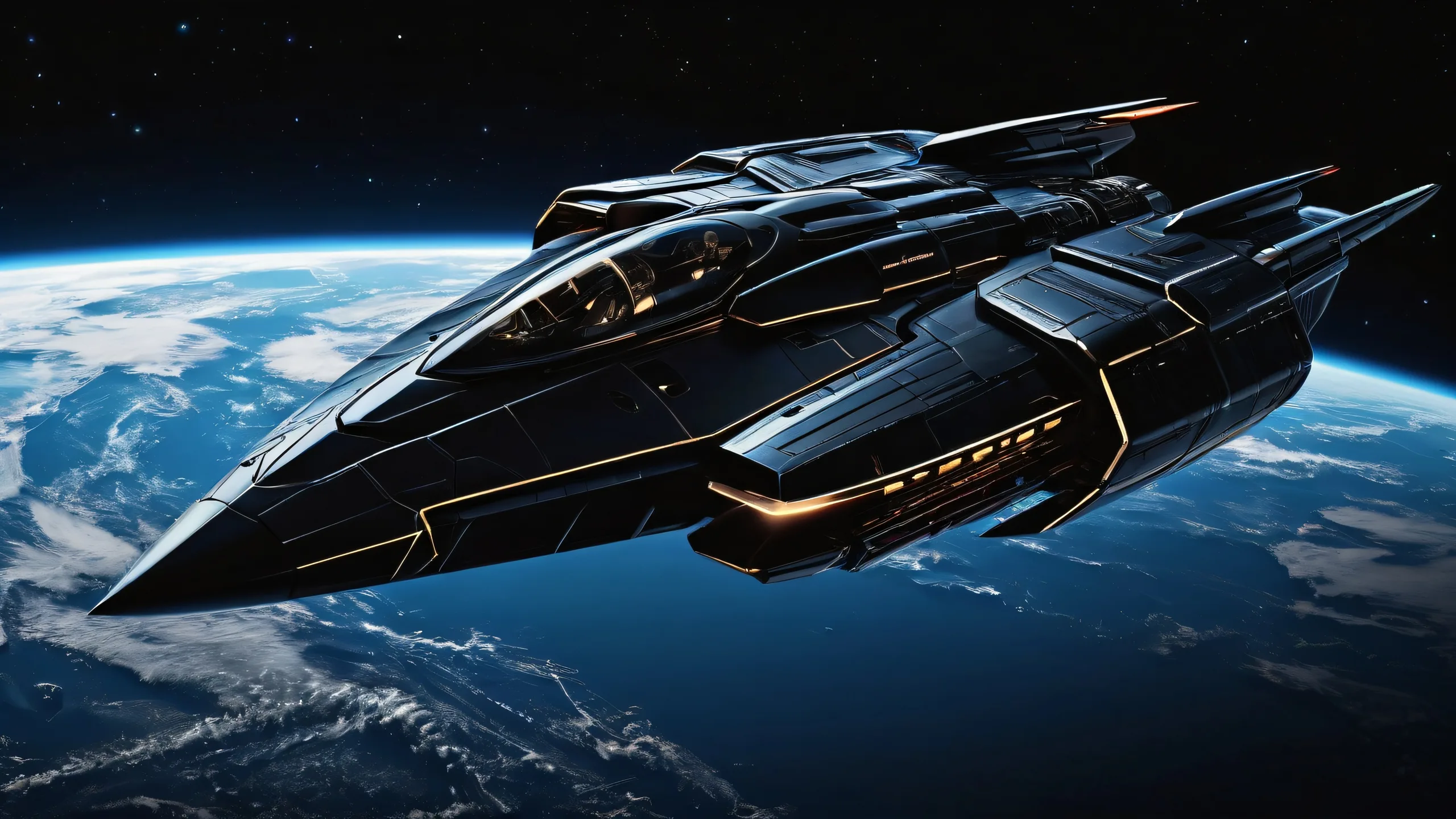 A stunning futuristic desktop wallpaper featuring a spaceship in deep space for Desktop/PC