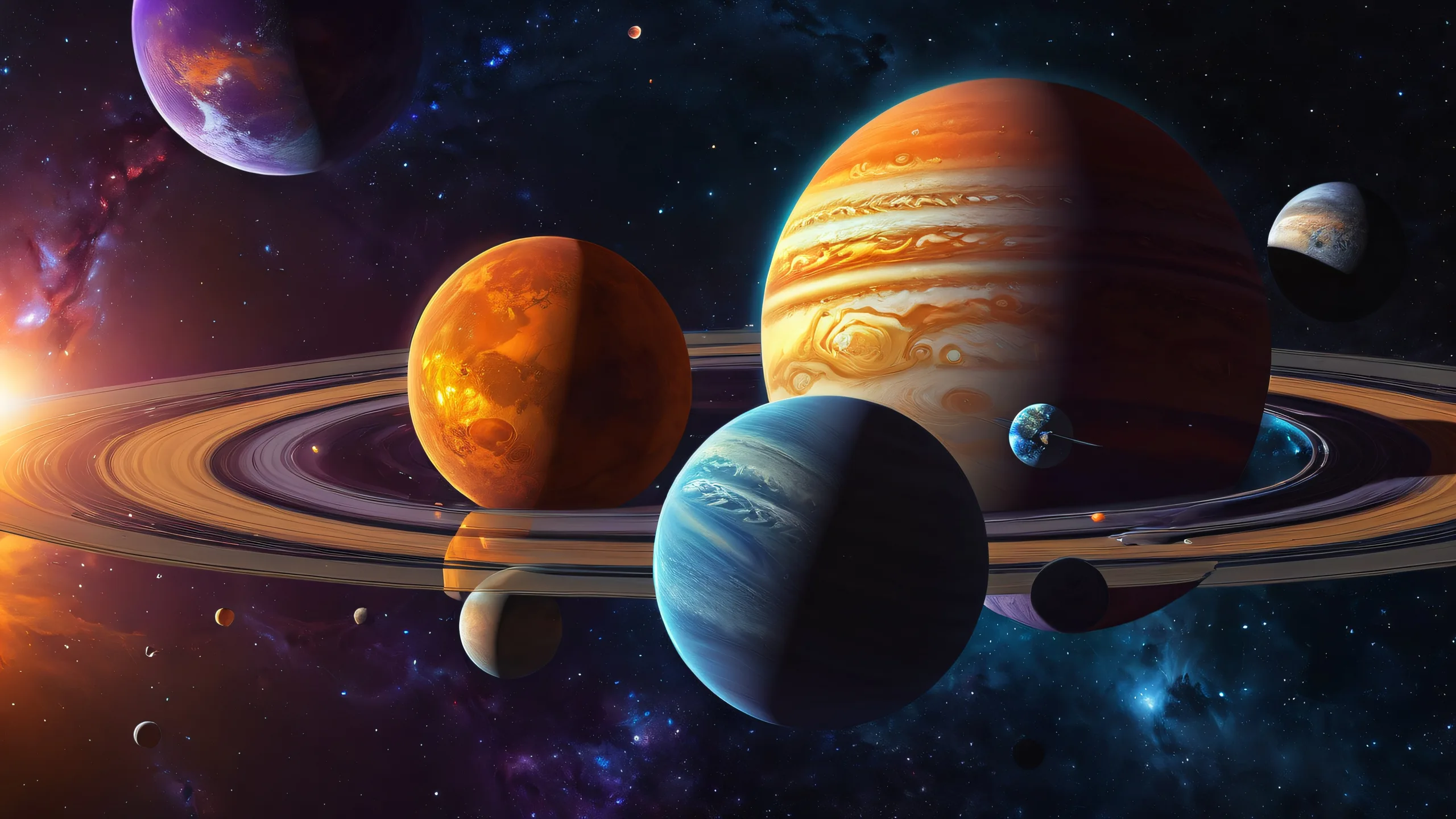 A stunning desktop wallpaper featuring the Solar System against a pure void, ideal for Desktop/PC use.