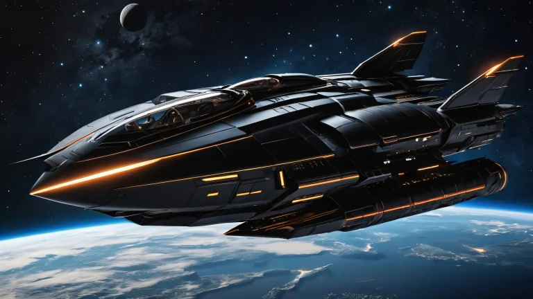 A beautifully designed desktop image of a spaceship floating in a pure void, suitable for PC or Desktop use.
