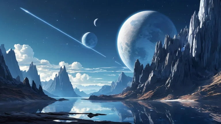 Artemis 2 desktop wallpaper featuring a vast, dark blue void with subtle metallic shine and ethereal lighting for a PC or Desktop