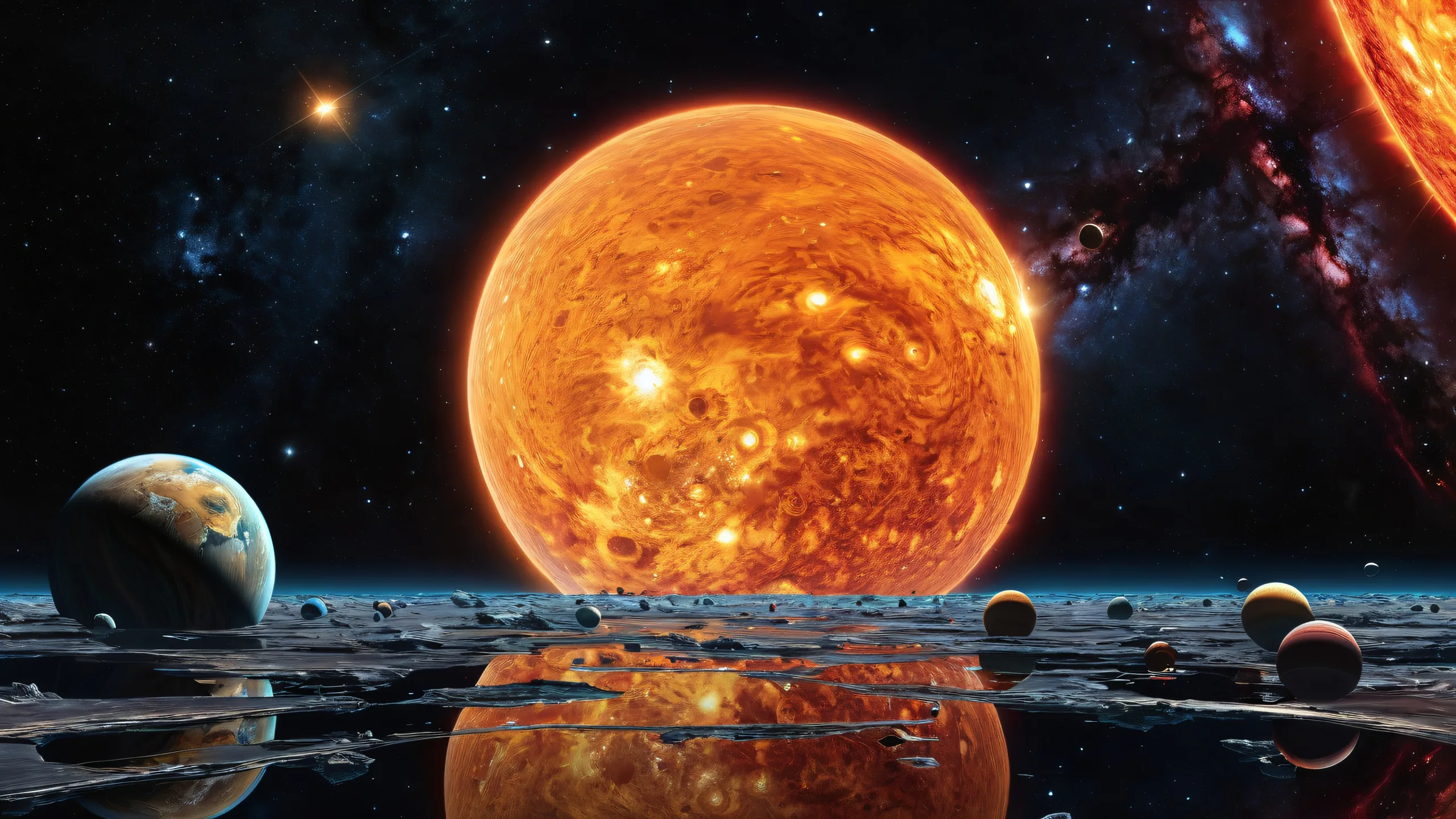A stunning desktop wallpaper featuring the Solar System against a vast pure void for PC and Desktop use