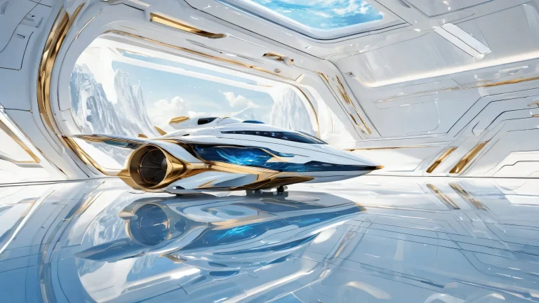 A breathtaking futuristic desktop wallpaper of a spaceship floating in a pure void, perfect for your Desktop/PC.