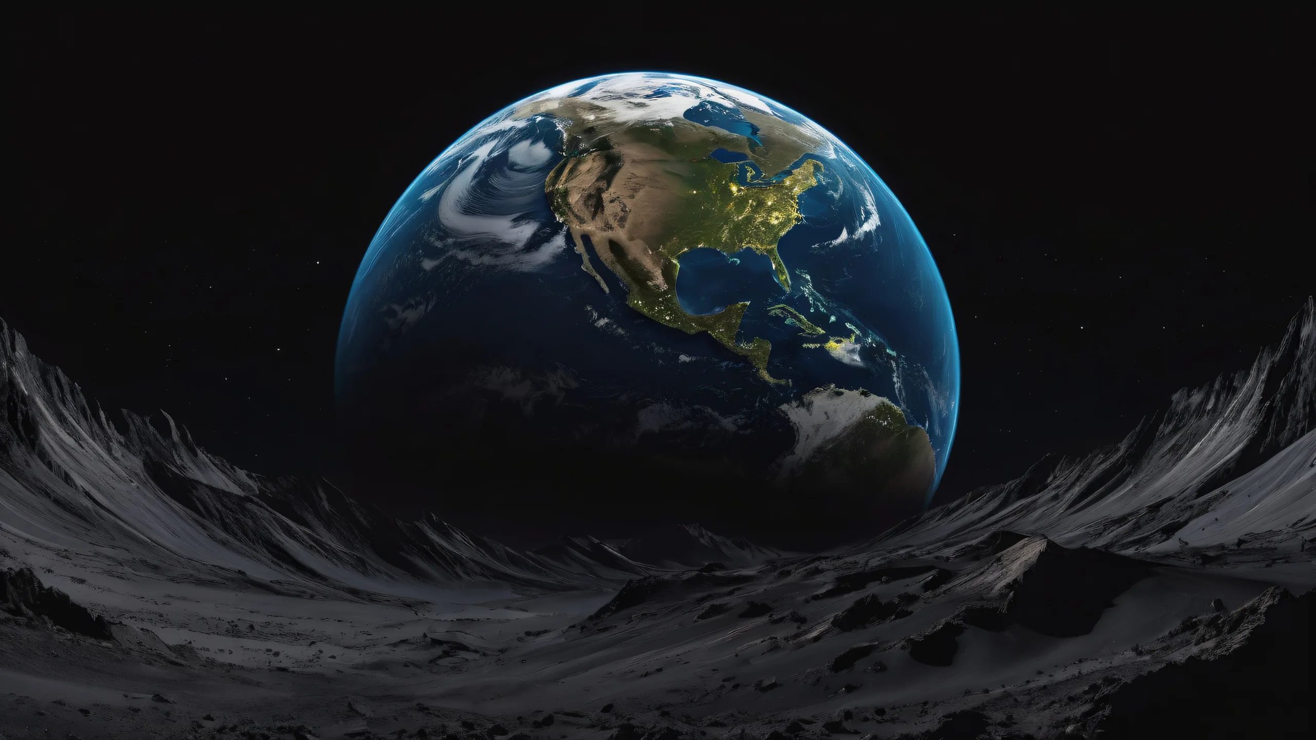 A breathtaking desktop wallpaper of Earth set against a vast pure void, evoking a sense of contemplation for your Desktop/PC.