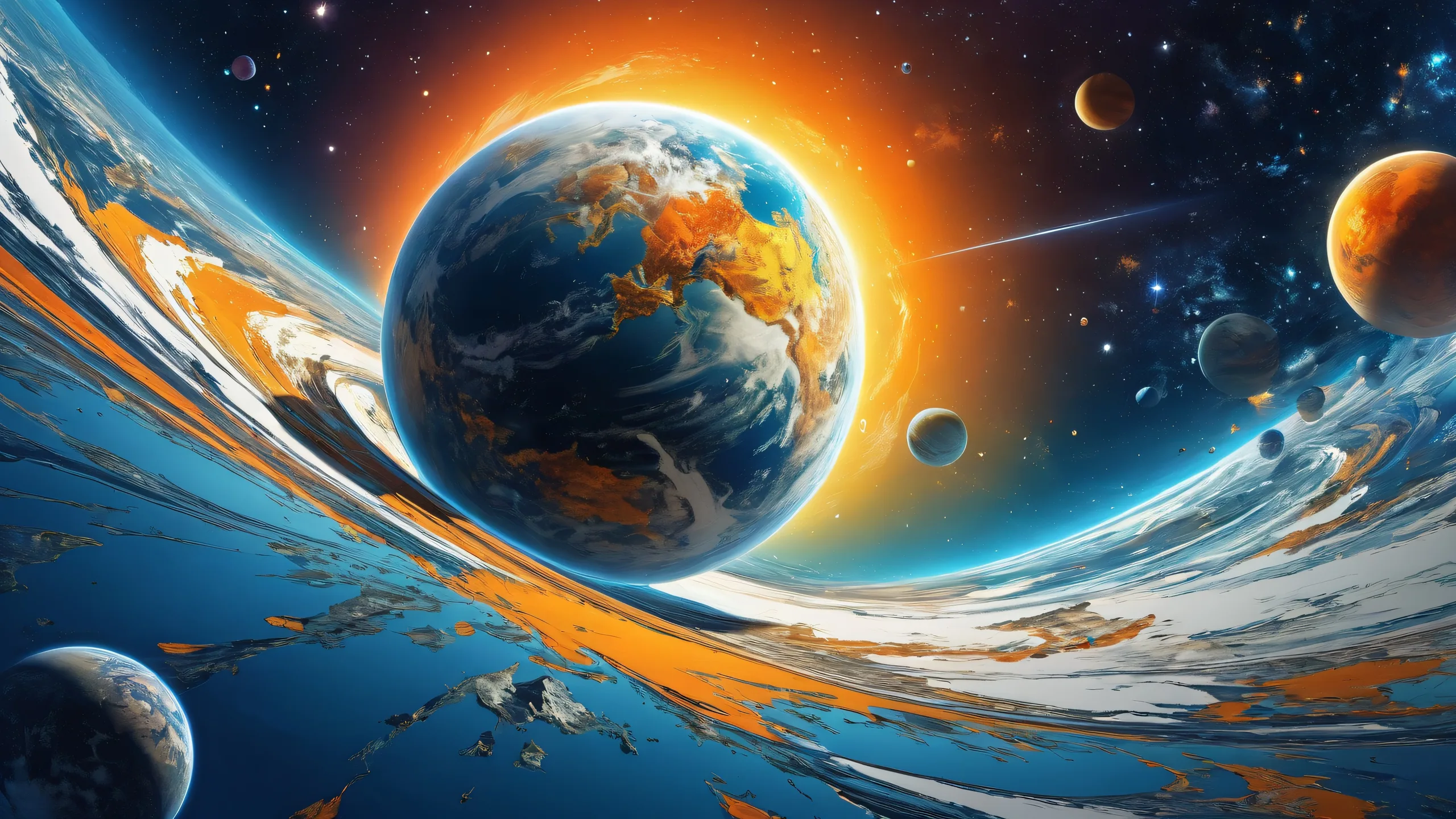 Ethereal space desktop background featuring a vast, pure void with radiant stars and brilliant colors.