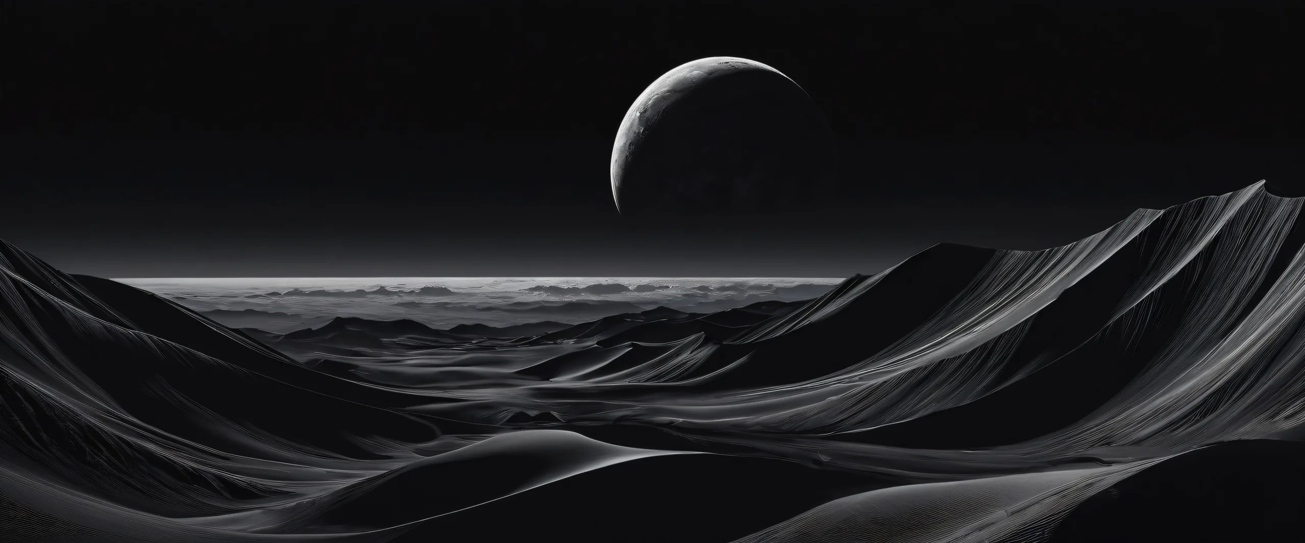 A stunning desktop image of uninhabited space for PC or Desktop, with deep perspective and luminescent accents.