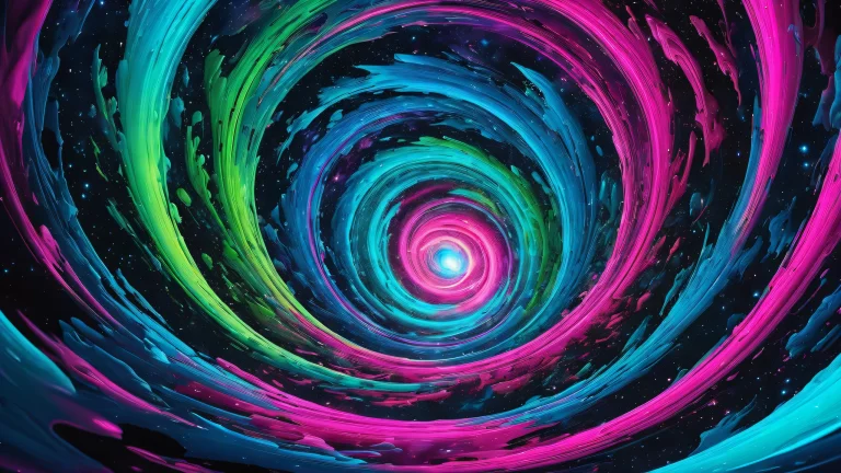 Cosmic Vortex desktop wallpaper featuring stars and galaxies on a pure void background for PC or Desktop use.