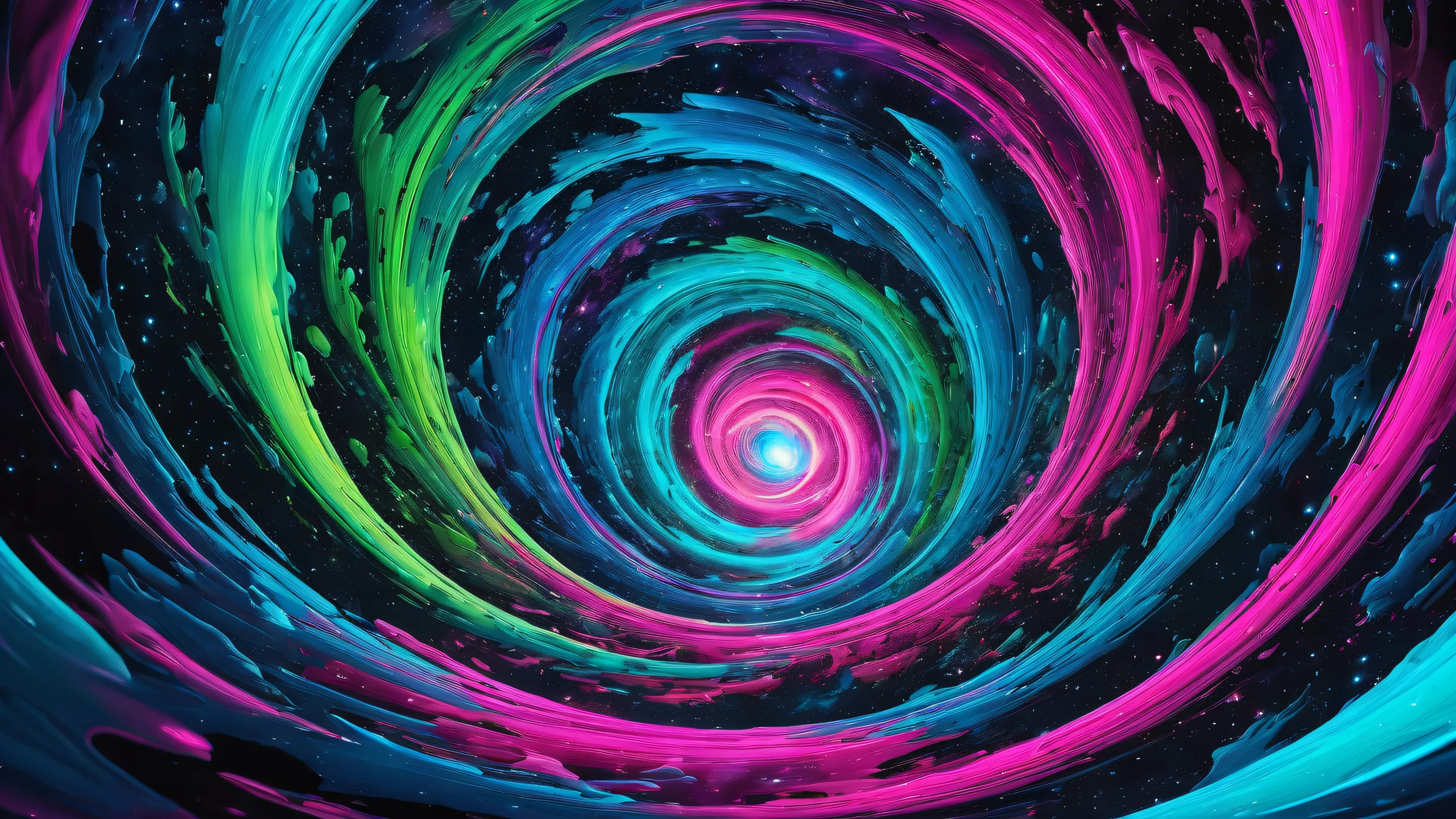 Cosmic Vortex desktop wallpaper featuring stars and galaxies on a pure void background for PC or Desktop use.