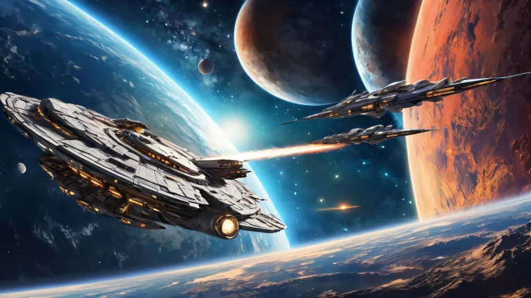 A breathtaking desktop wallpaper of a spaceship in a vast pure void for PC/Deskop use.