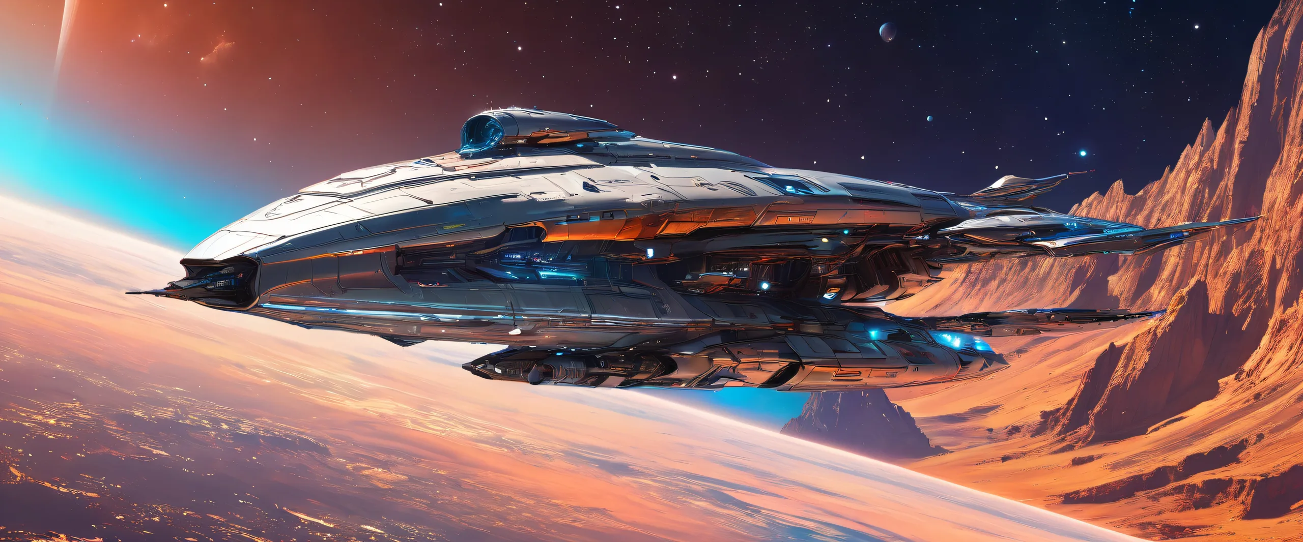 A breathtaking desktop wallpaper of a spaceship in a vast pure void, perfect for Desktop/PC use.