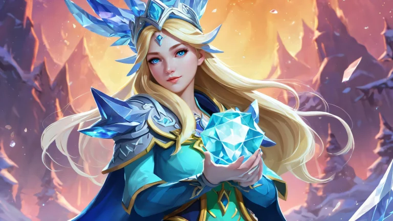 Crystal Maiden desktop wallpaper for PC or laptop with mystical atmosphere and radiant colors. Perfect for those who love fantasy art.