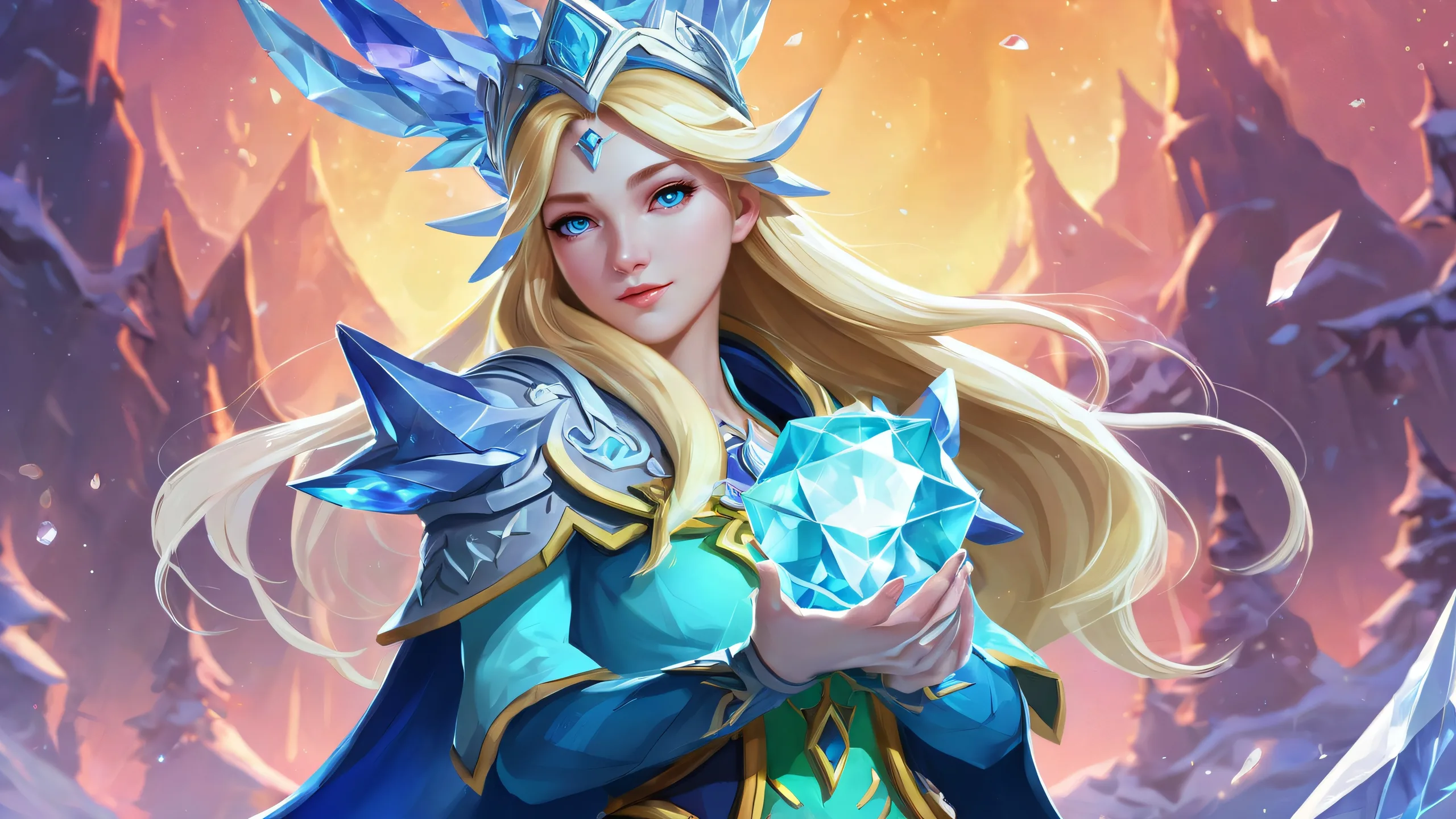 Crystal Maiden desktop wallpaper for PC or laptop with mystical atmosphere and radiant colors. Perfect for those who love fantasy art.