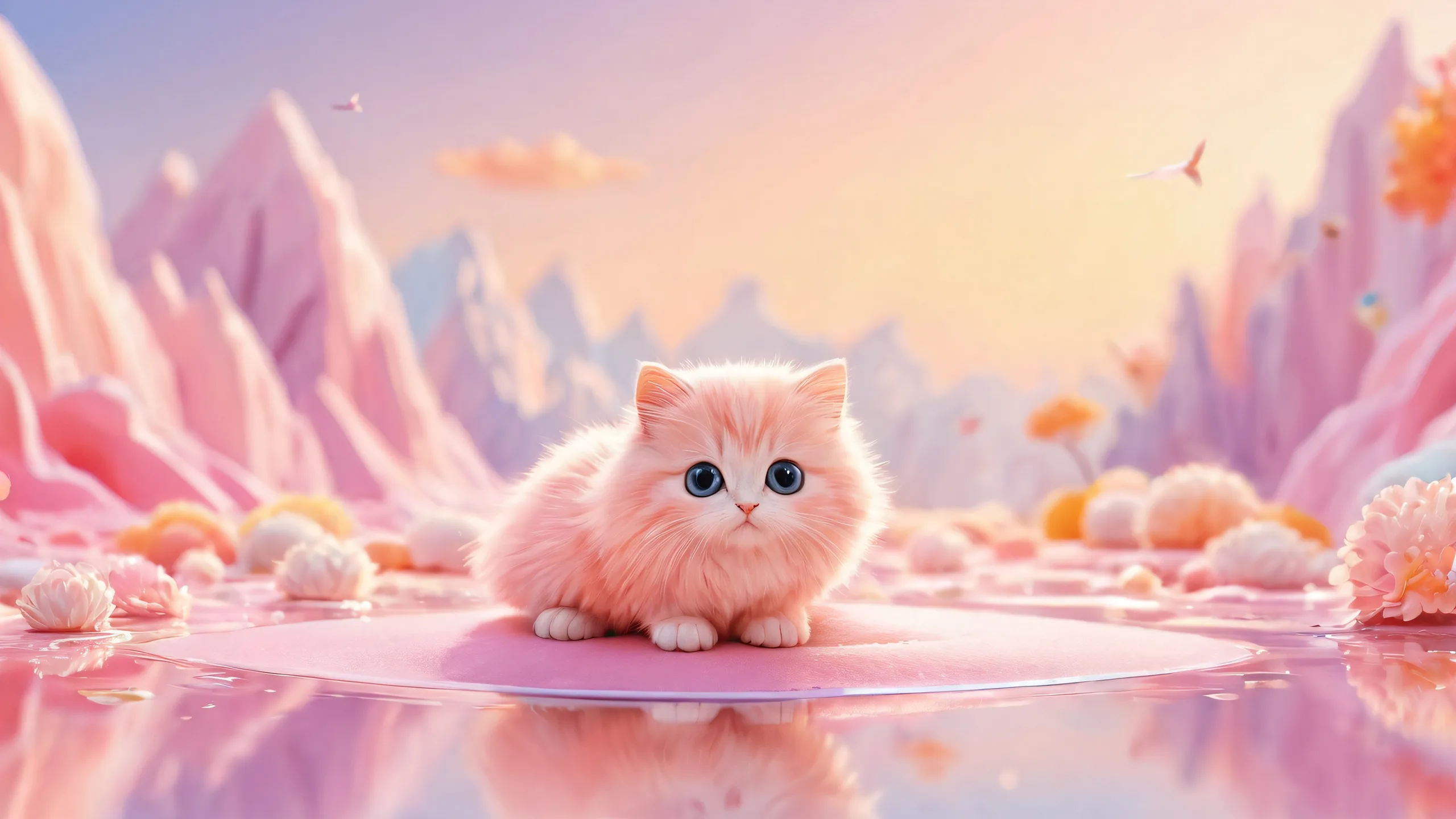 A beautiful desktop wallpaper featuring cute creatures against a vast pure void with extreme depth of field, ideal for Desktop/PC users.