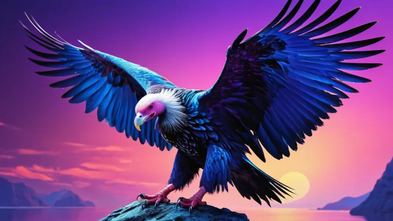 A majestic cybernetic vulture soaring through a vast, pur vide sur un ordinateur de bureau ou un PC.