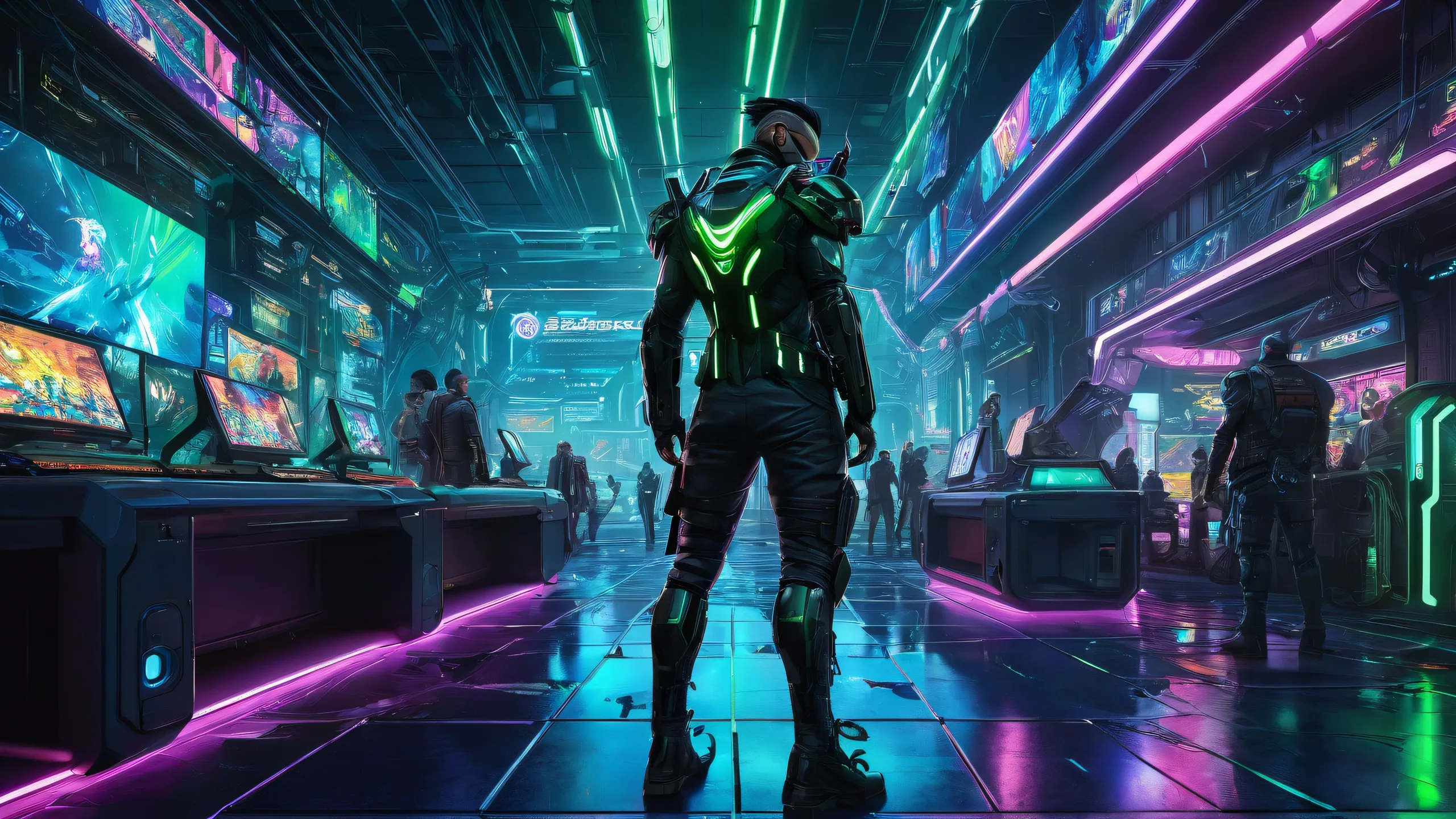 Standing video game characters in a pristine void, perfect for a desktop/pc background