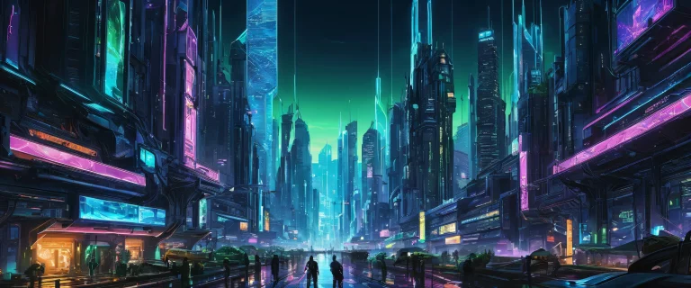 Breathtaking cityscape for desktop or PC with radiant colors and ray traced reflections.