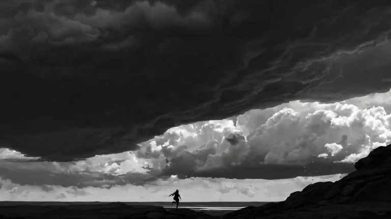 Running video game characters against a pristine pure void background suitable for desktop/pc use