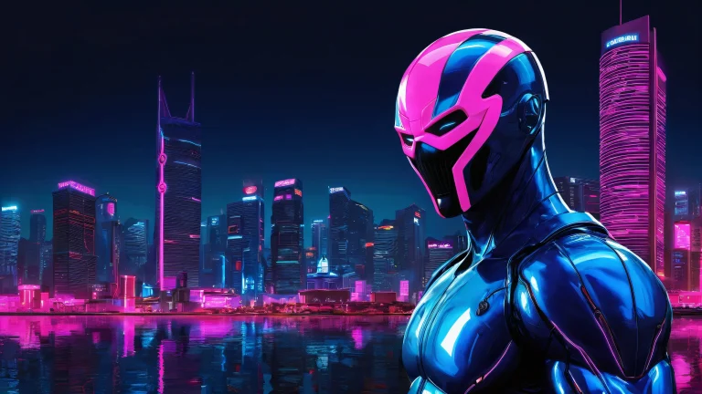 Chuvak and Ao Oni hold viewer's arm with desktop/pc in the background featuring cyberpunk gameplay, neon-lit high-rise buildings, and Gazprom/Roskomnadzor logos at night.