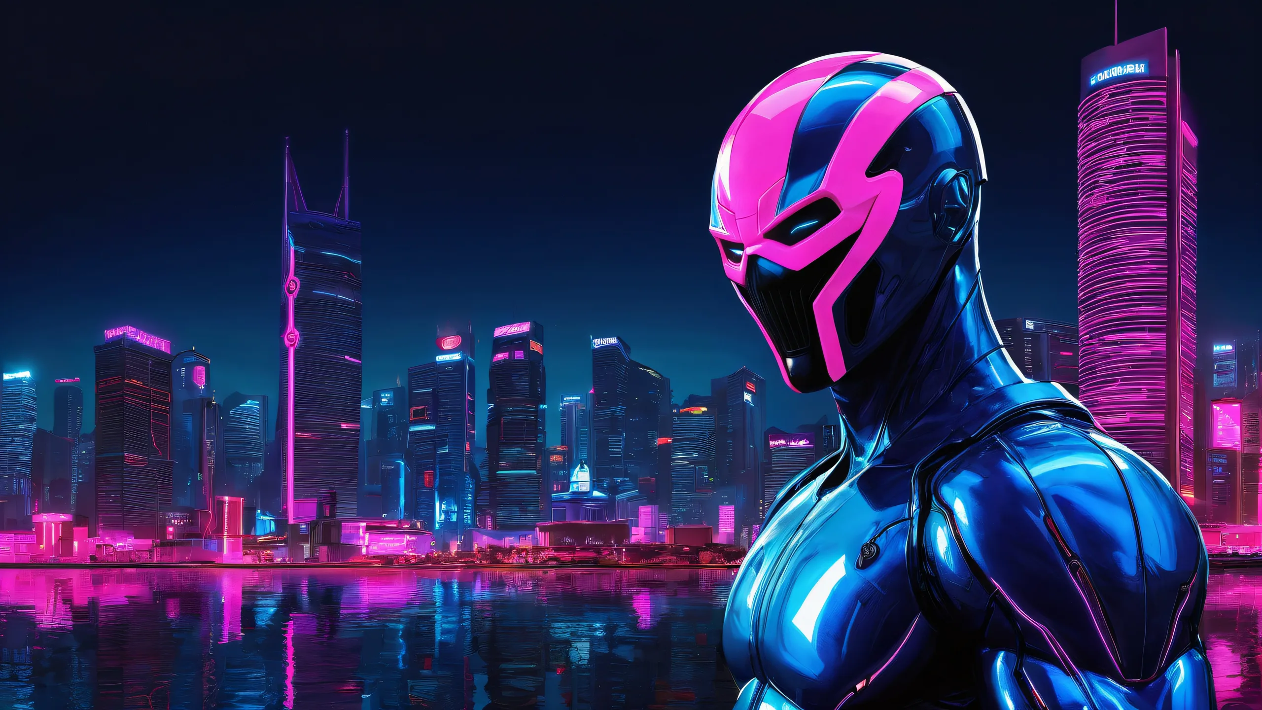 Chuvak and Ao Oni hold viewer's arm with desktop/pc in the background featuring cyberpunk gameplay, neon-lit high-rise buildings, and Gazprom/Roskomnadzor logos at night.