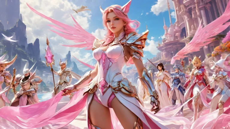 A stunning desktop wallpaper featuring video game characters in a breathtakingly pure void, ideal for desktop/PC use.