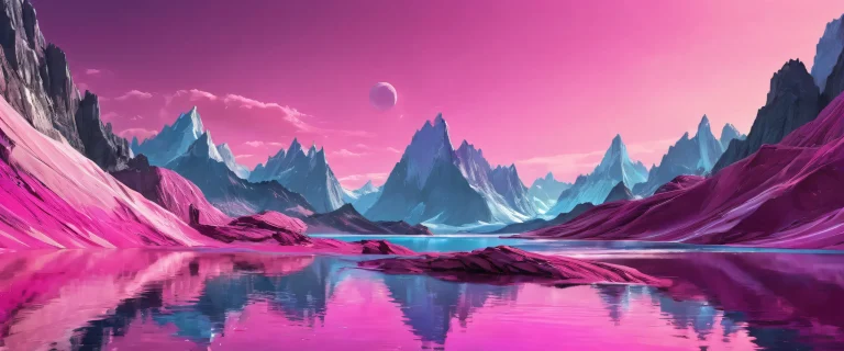 A beautiful cyberpunk desktop image of a vast void with neon glow on a PC or Desktop screen.