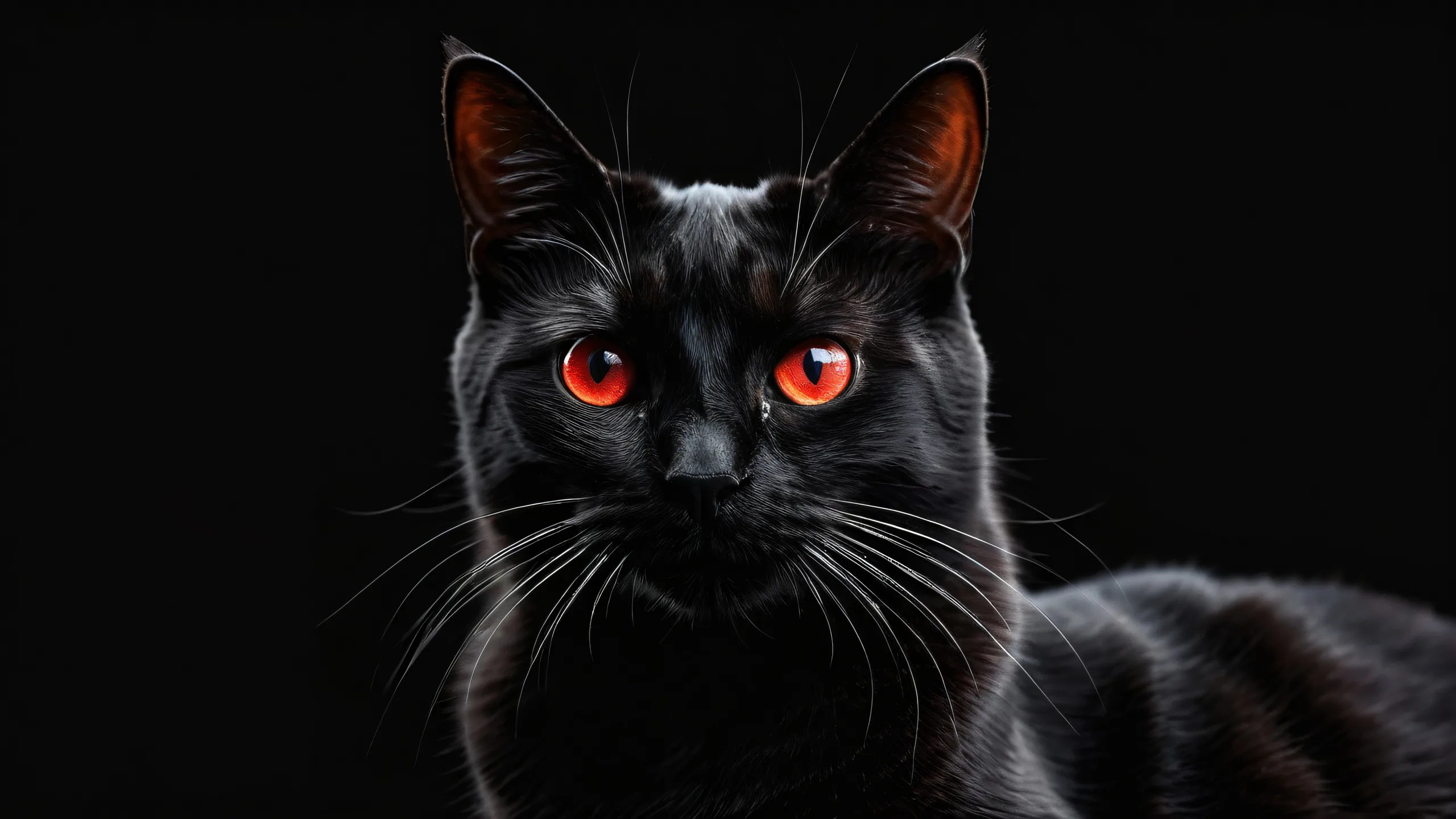 A stunning desktop image of a cat against a vast pure void background, perfect for your PC or Desktop.