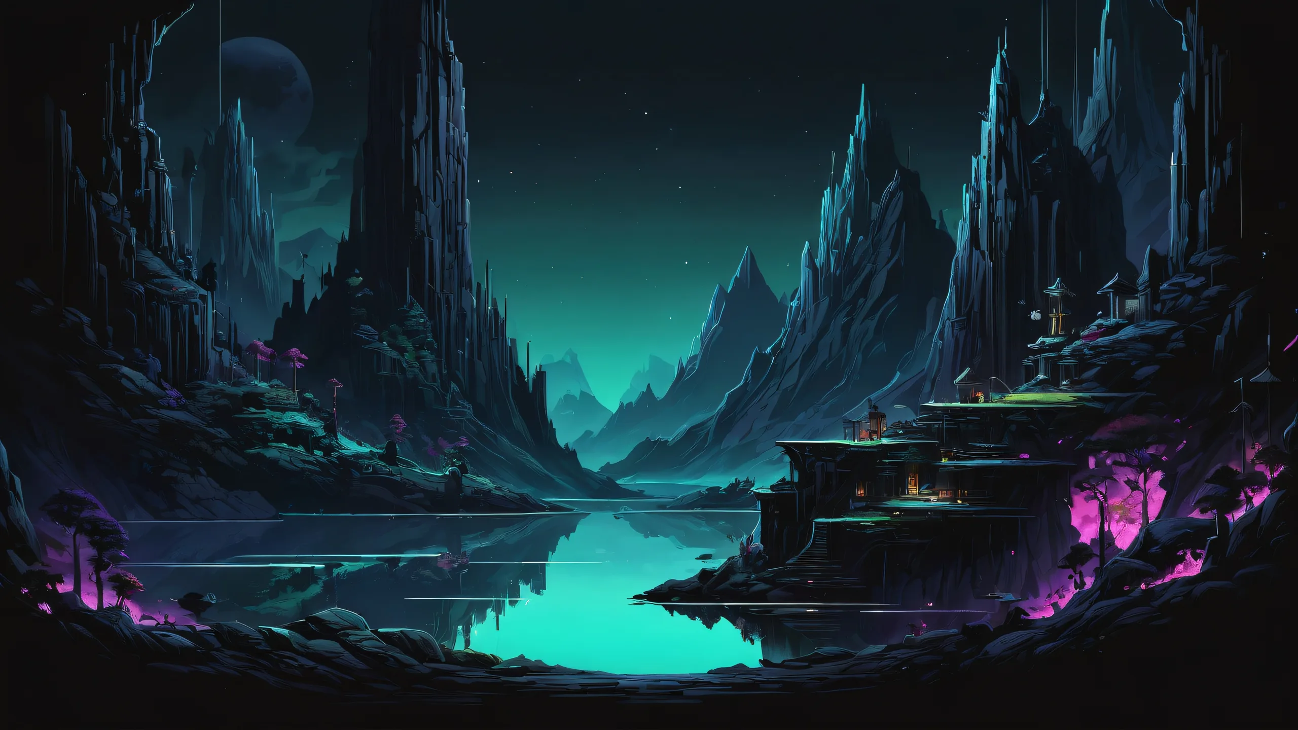 A stunning fantasy desktop wallpaper featuring Deltarune's Githyanki character set against a vast, pure void with deep blacks and striking contrast, perfect for your Desktop/PC.