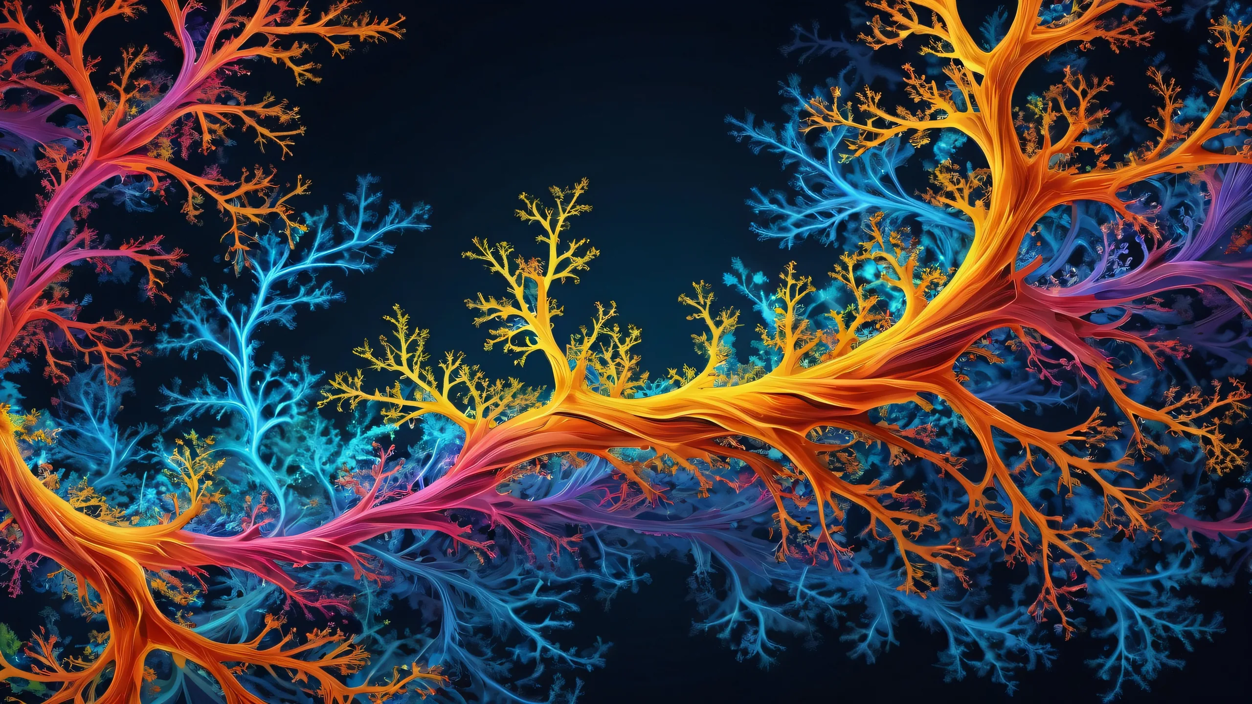 Breathtaking desktop wallpaper of dendrites on a clean void, perfect for Desktop/PC screens.