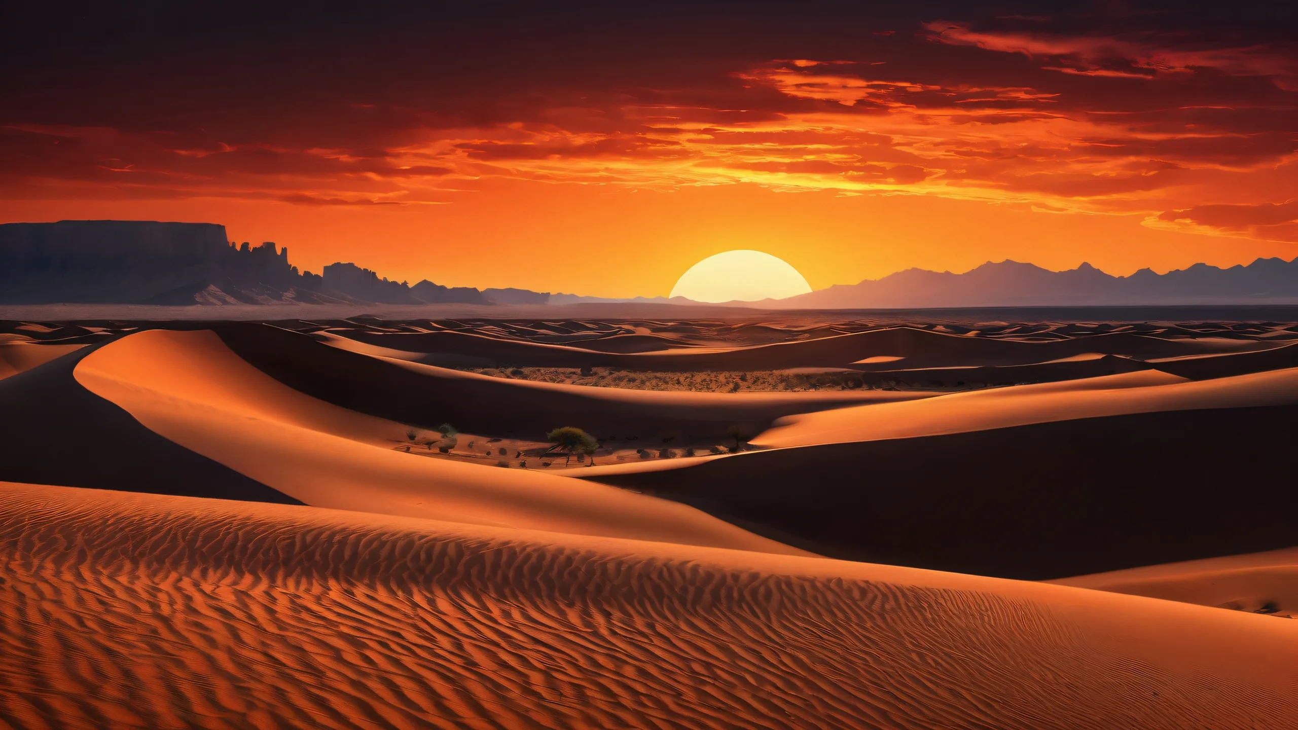 Breathtaking desert landscape on a perfectly clean desktop with deep depth of field and striking contrast, suitable for PC or Desktop/PC.