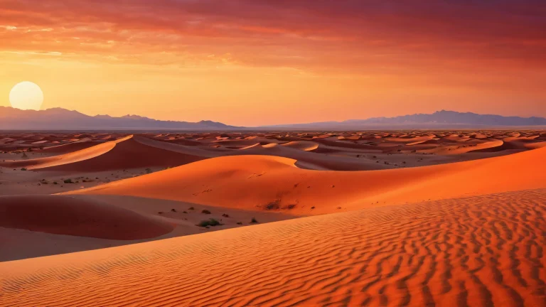 Beautiful desert sunset desktop wallpaper for PC and Desktop, Perfectly clean void set against breathtaking landscape at dusk.