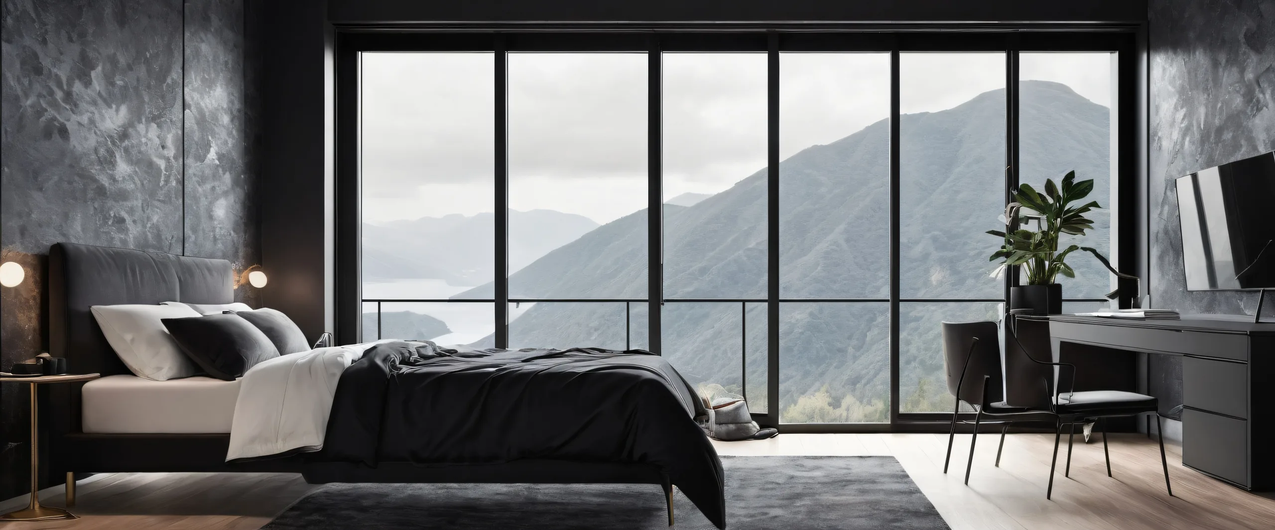 Minimalist trainer's room with faint rain sound effect on a desktop/pc, perfect for a melancholic ambiance.