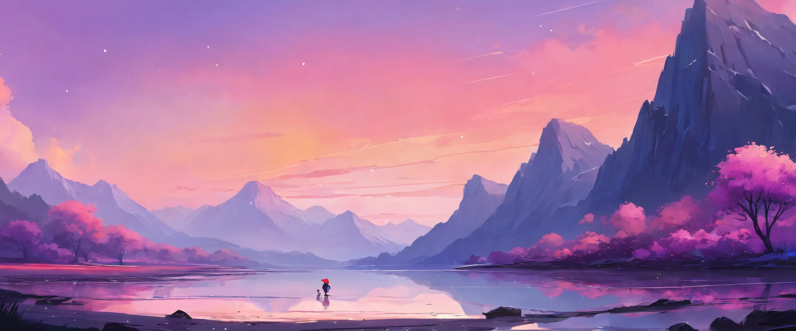 A serene desktop wallpaper featuring Ditto waiting for a trainer in a vast, pure void with an extreme depth of field and a dark, rainy atmosphere. Suitable for Desktop/PC use.