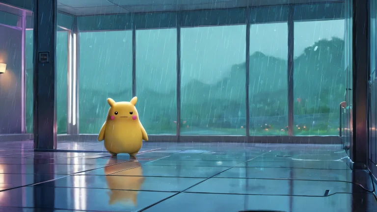 Ditto waiting for its trainer in a darkened room on a rainy night. Desktop/PC wallpaper.