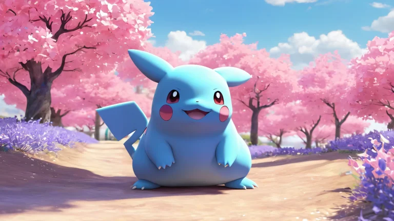 A melancholic desktop wallpaper of Ditto waiting for its trainer in a vast pure void, perfect for Desktop/PC use.