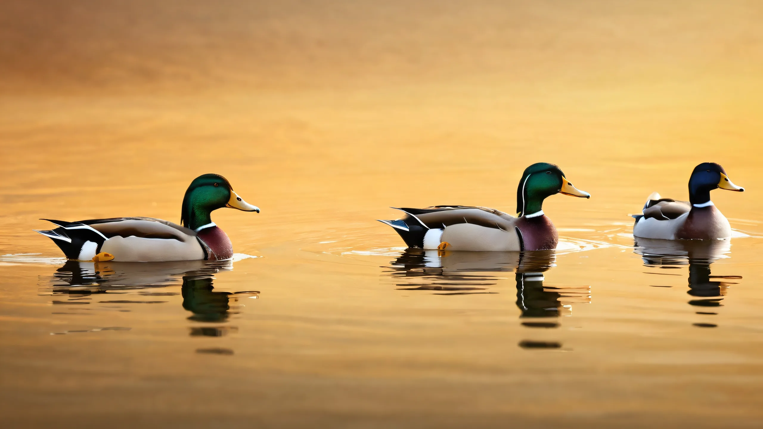 Image of ducks flying over a pristine, pure void on a desktop or PC