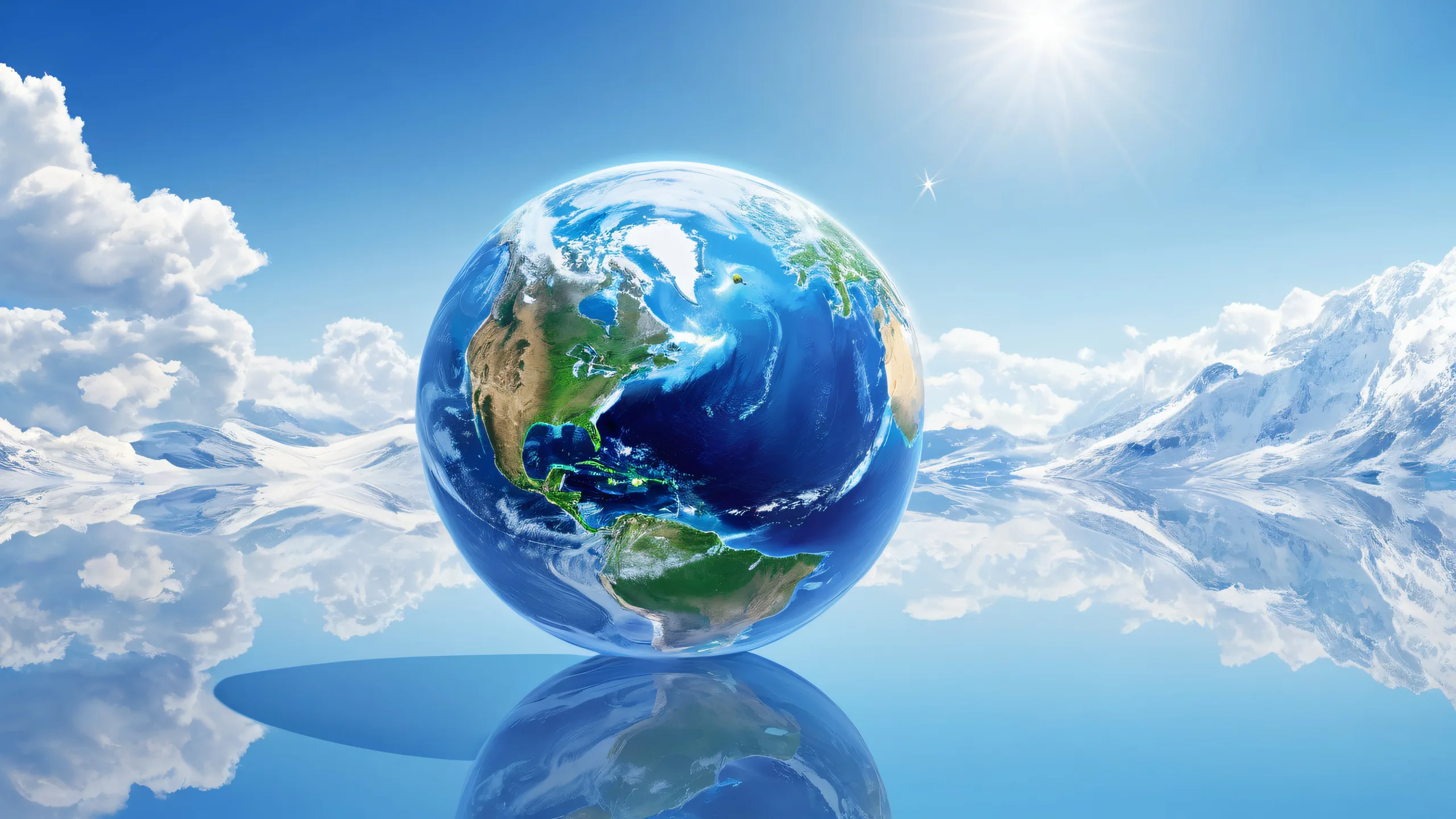 A serene and breathtaking view of Earth on a pristine void desktop background, perfect for a PC or Desktop. Suitable for screens with 16:9 aspect ratio.