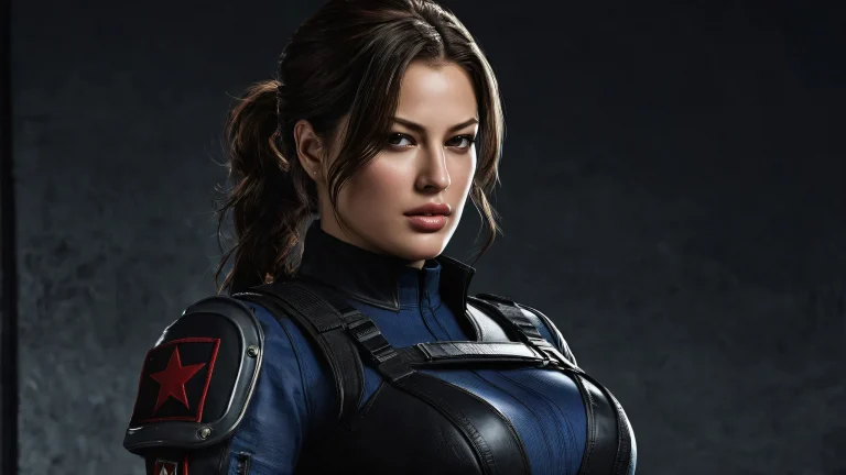 Ashley Graham from Resident Evil in a dark and foreboding desktop landscape, perfect for a PC or Desktop background.